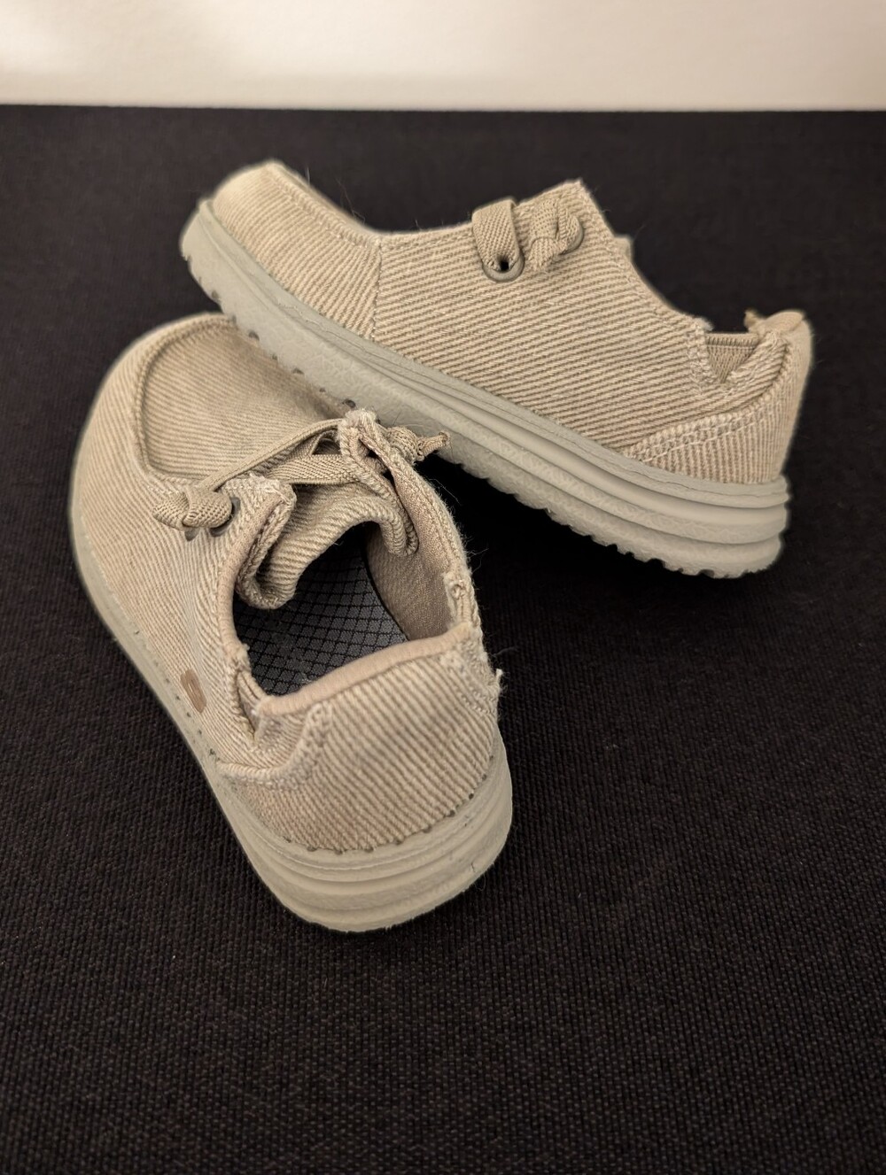 Skechers Toddler Melson-Raymon Canvas Taupe Slip-On Shoes Size 6